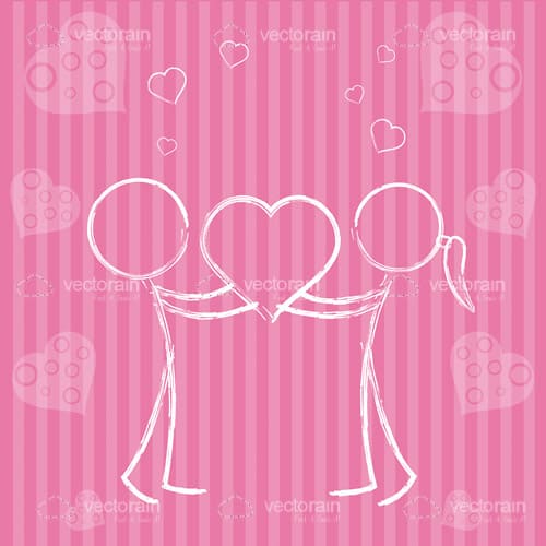 Abstract Love Background with Boy and Girl in Sketch Style